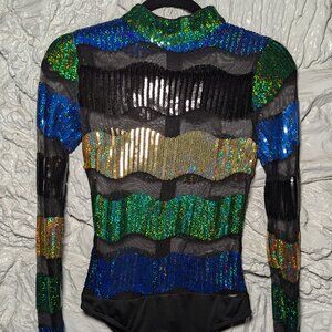 Fashion Nova Sequin and Sheer Bodysuit